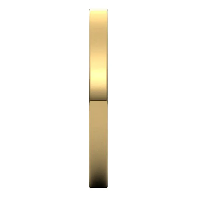 14K Yellow Gold Flat Ultra-Light Wedding Band, 2 mm Wide