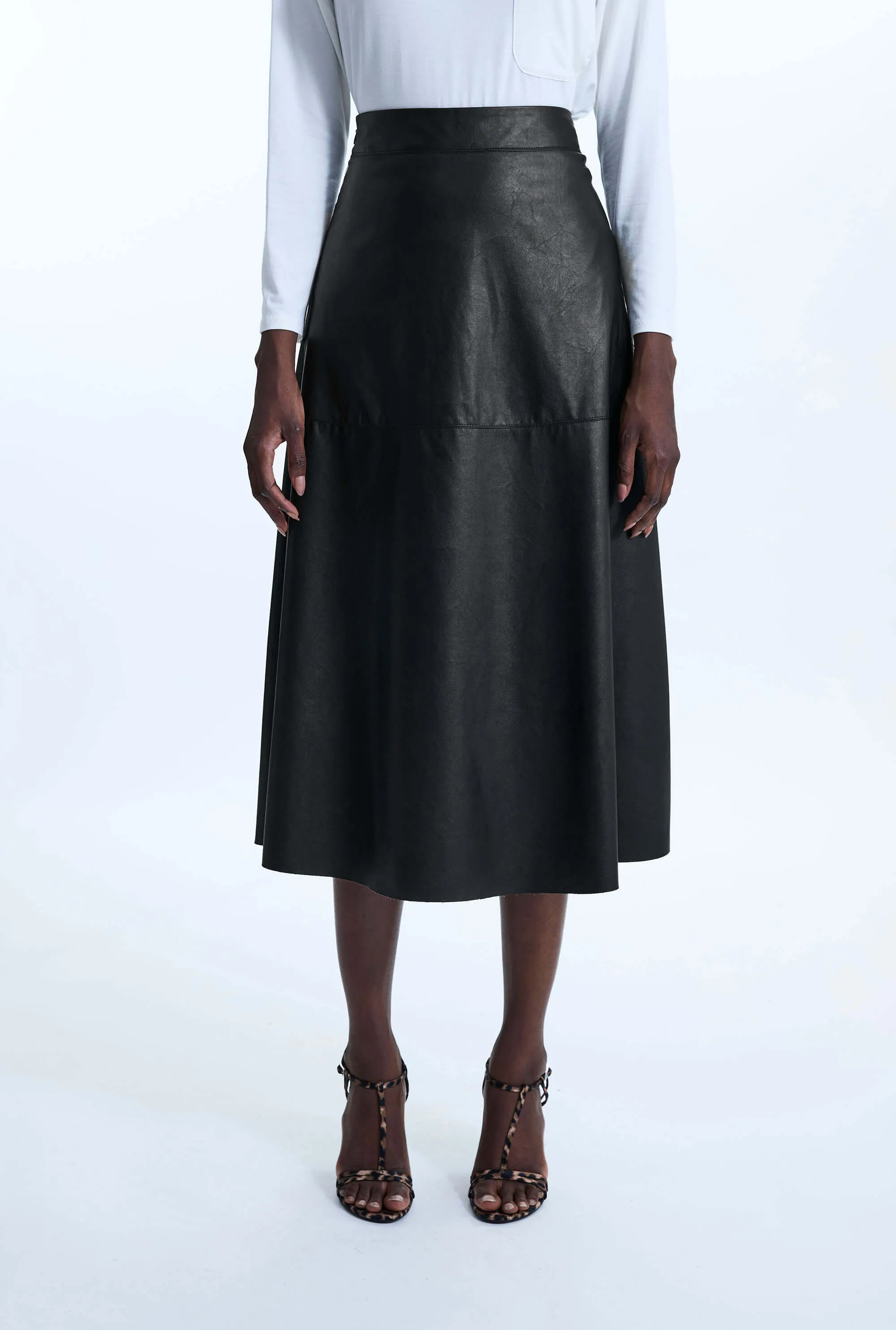 A Line Faux  Leather Skirt