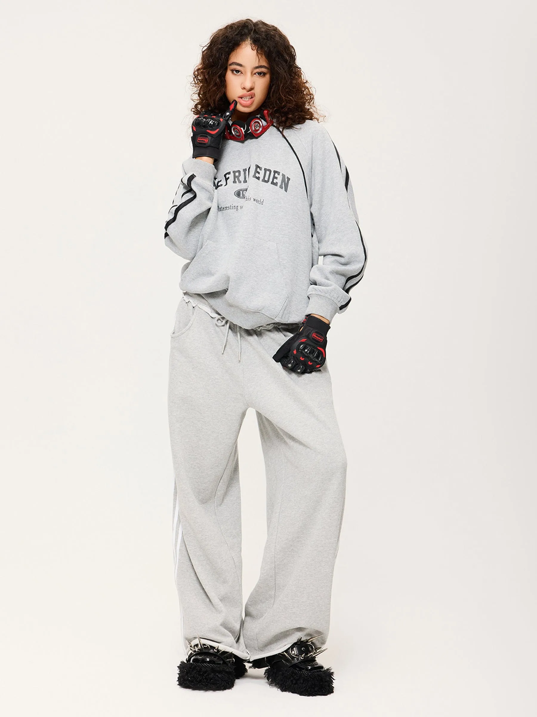 Aelfric Eden Retro Letter Print Hoodie