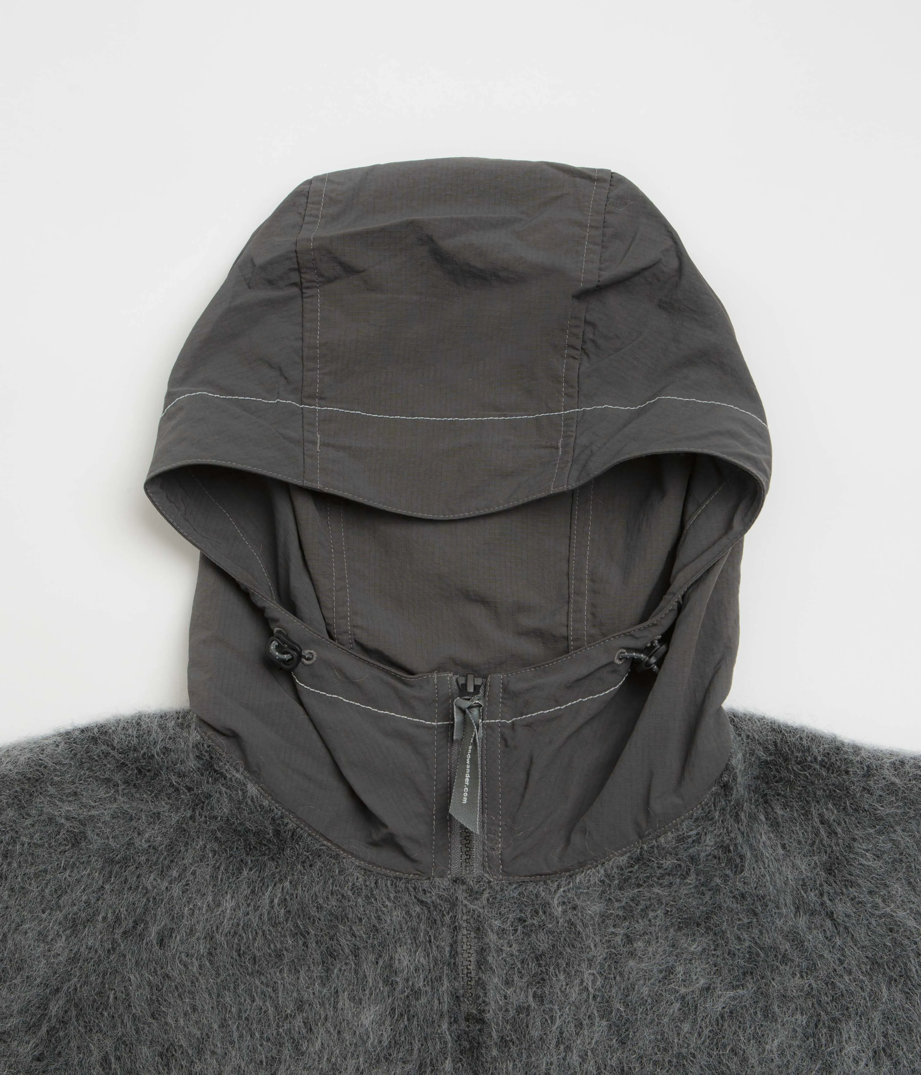 and wander Mohair Wool Hoodie - Grey