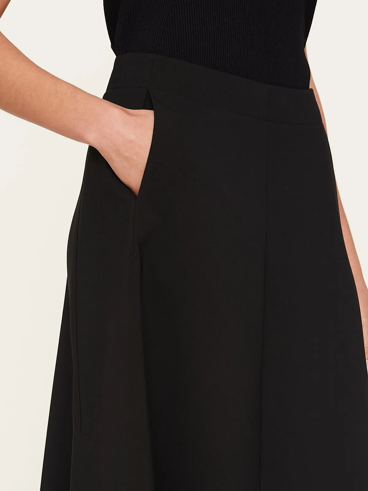 Ava Long Bias Skirt in Black