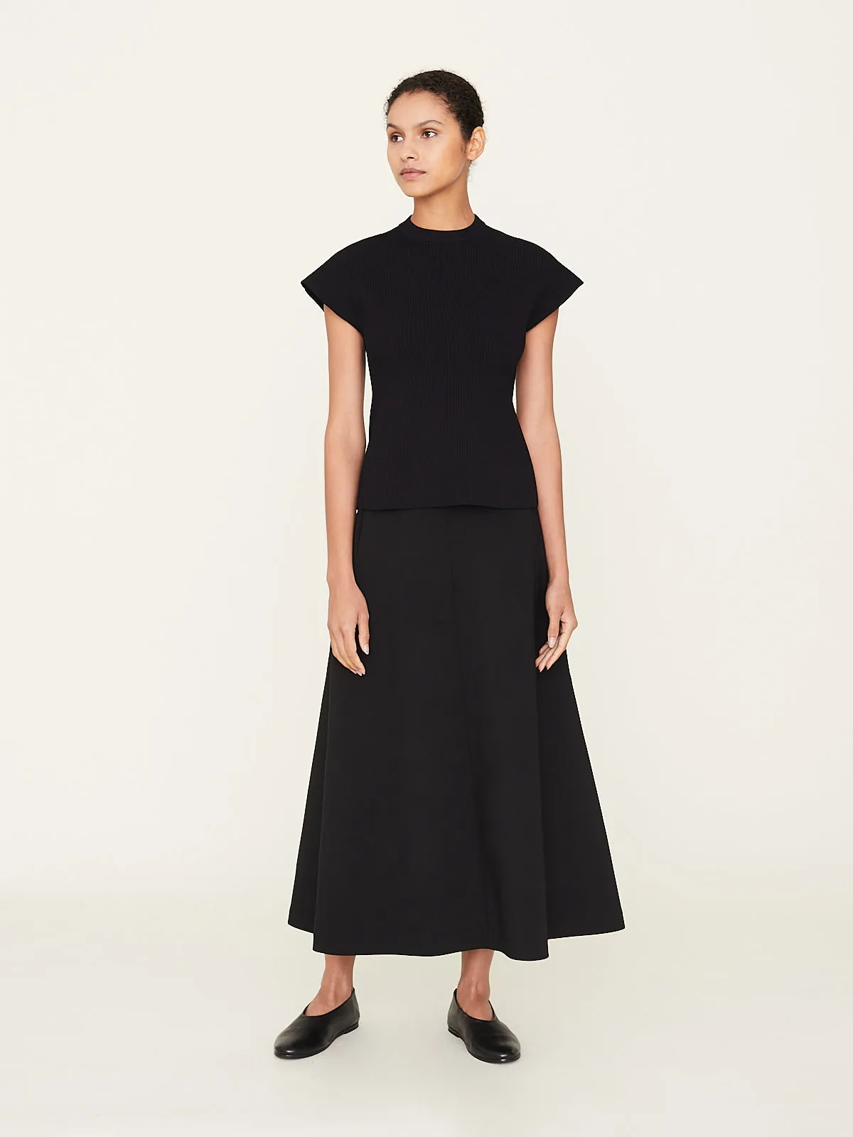 Ava Long Bias Skirt in Black