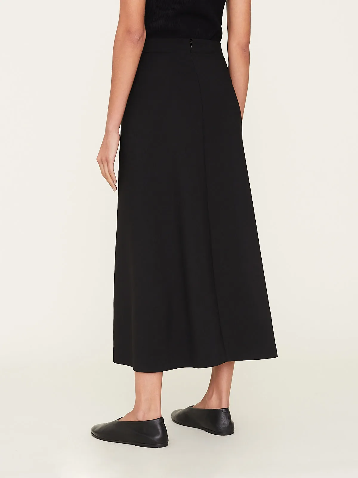 Ava Long Bias Skirt in Black