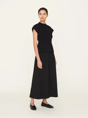 Ava Long Bias Skirt in Black