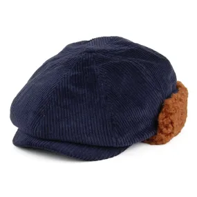 Brixton Hats Brood Corduroy Earflap Newsboy Cap - Navy Blue