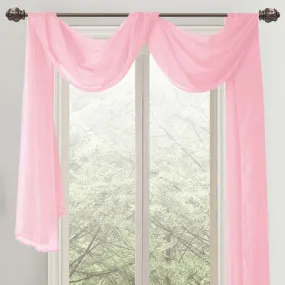 Celine Sheer 55 x 216 in. Sheer Curtain Scarf Valance Pink