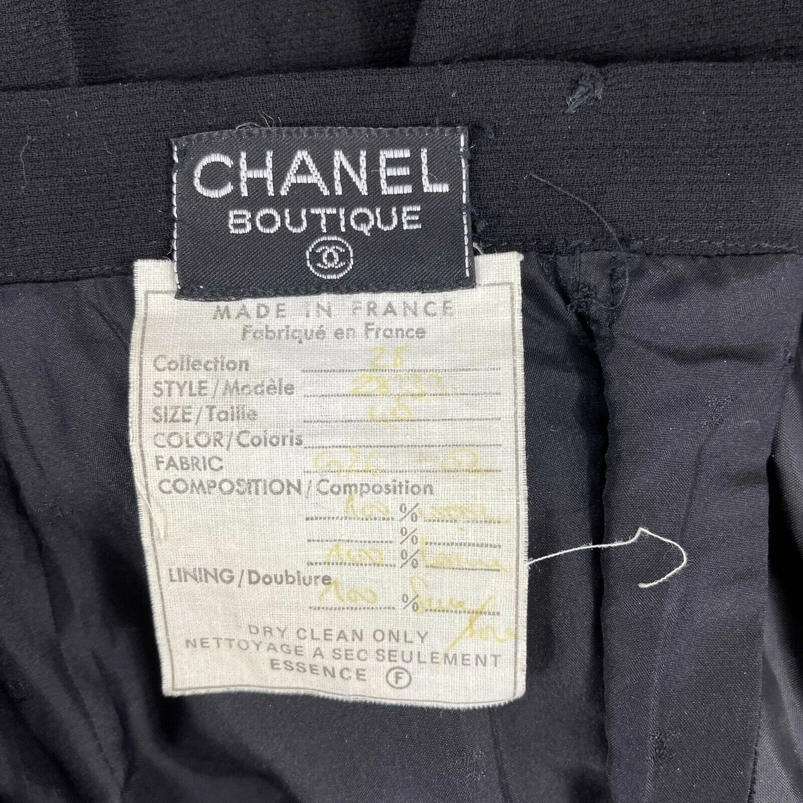 CHANEL Logo Suit Vintage Rare Camellia Button and Trim Skirt Jacket