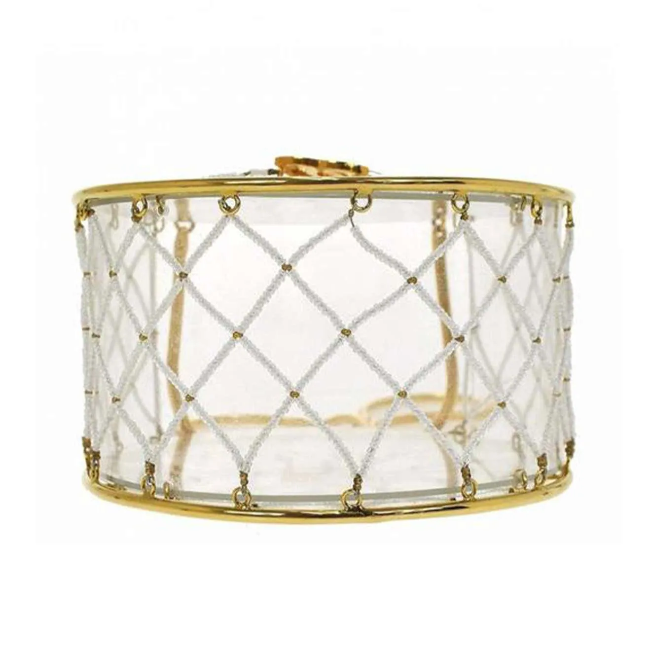 Chanel Minaudire Ultra Rare 1990 Beaded Gold Transparent Circle Micro Mini Bag