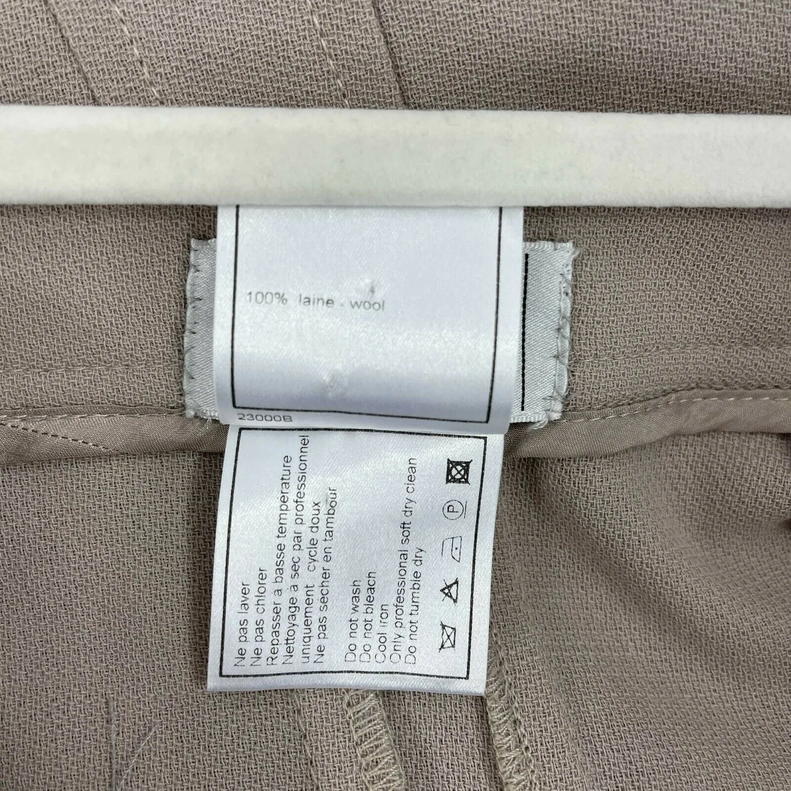 CHANEL - Wool Pleated Midi Pencil Beige Tan Skirt 03P- 42 US 10