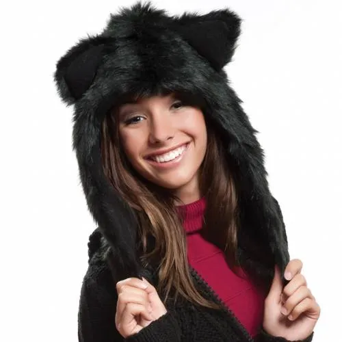 Faux Fur Plush 3D Half Animal Hood Hat Ear Flaps