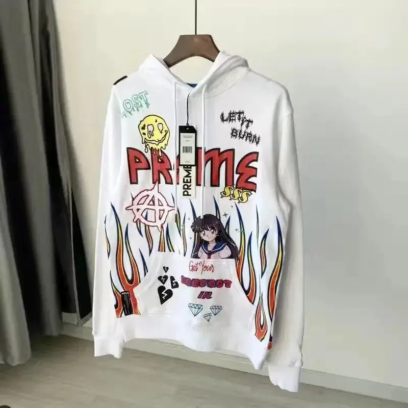 Flytonn-Best Seller Hip Hop Embroidery Anime Print Hoodie Fashion Pullover Harajuku Sweatshirt Hoodie Gothic Korean Y2k Streetwear Women