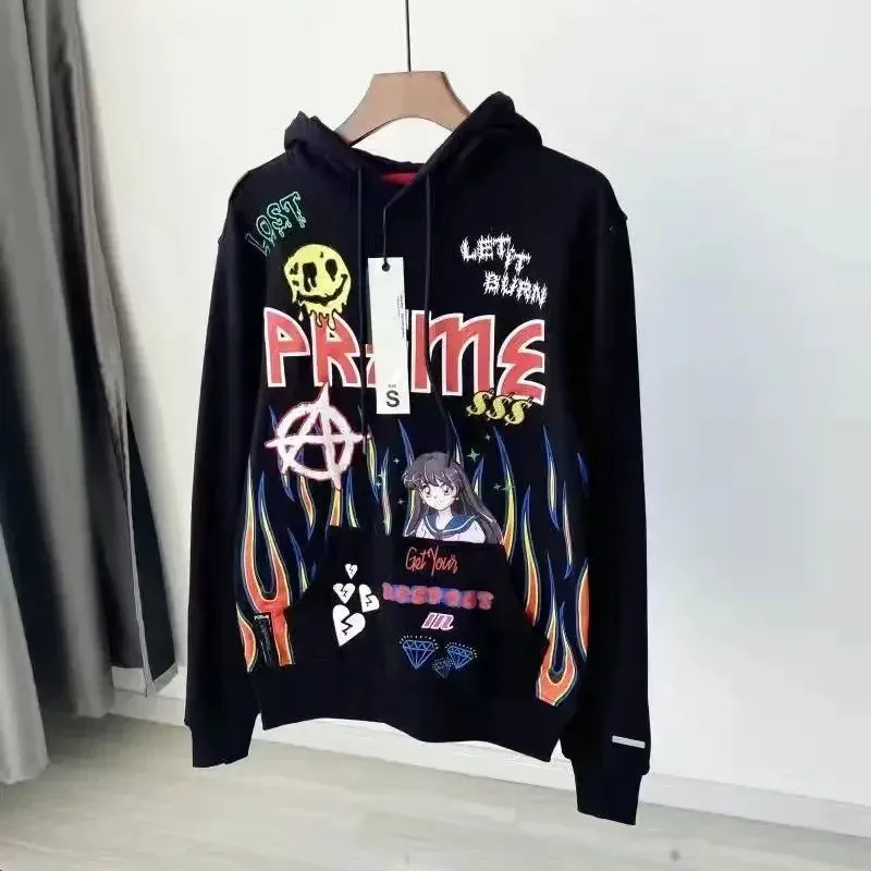 Flytonn-Best Seller Hip Hop Embroidery Anime Print Hoodie Fashion Pullover Harajuku Sweatshirt Hoodie Gothic Korean Y2k Streetwear Women