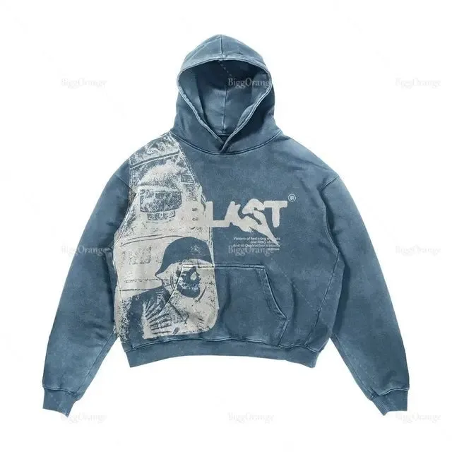 Flytonn-Gothic Spider Print Design Hoodies American Pullover Hoodie Men vintage Y2K Streetwear Harajuku High Street Sweatshirts Men 2023