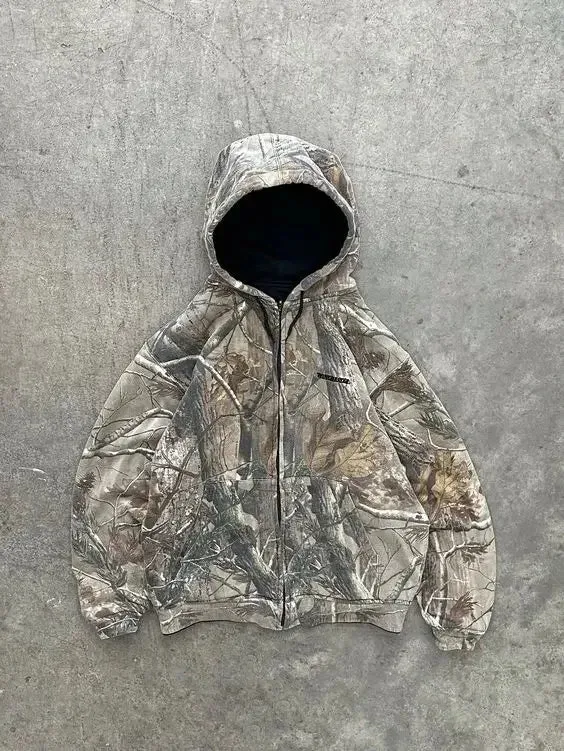 Flytonn- Streetwear y2k 90s Fashion -New High Street Hip Hop Oversized Camo Hoodies Y2K Retro Hoodie Men Printed Camouflage Pattern Pullover Sweatshirts Streetwear