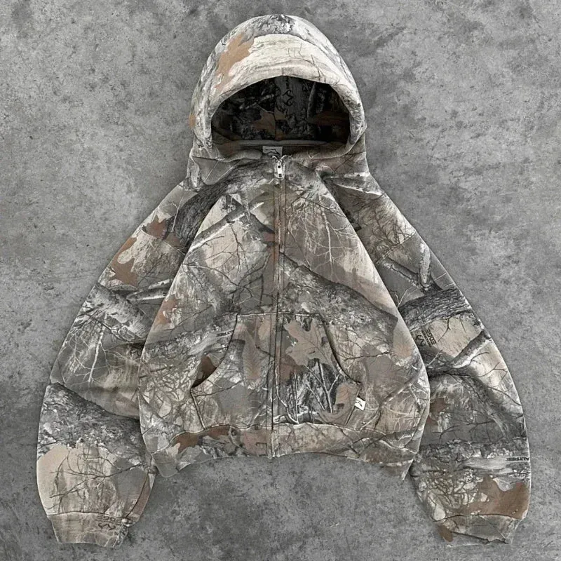 Flytonn- Streetwear y2k 90s Fashion -New High Street Hip Hop Oversized Camo Hoodies Y2K Retro Hoodie Men Printed Camouflage Pattern Pullover Sweatshirts Streetwear