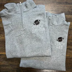 Football Coach Personalized Quarter Zip Pullover Sweatshirt