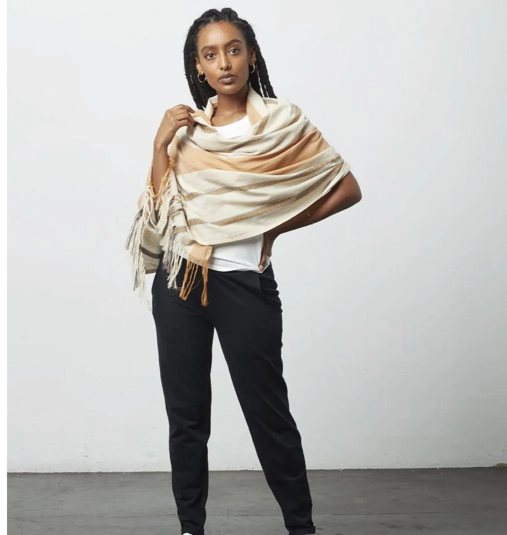 Gold Cotton Scarf / Shawl - Help Break the Cycle of Poverty!