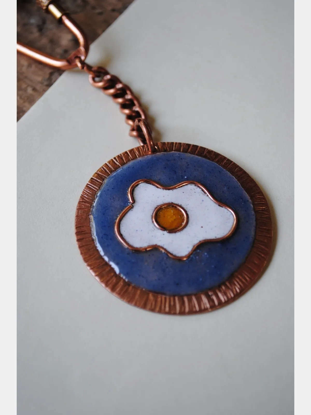 Handcrafted Copper Enamel Keychains (Set of 3) - Flower/Heart/Egg