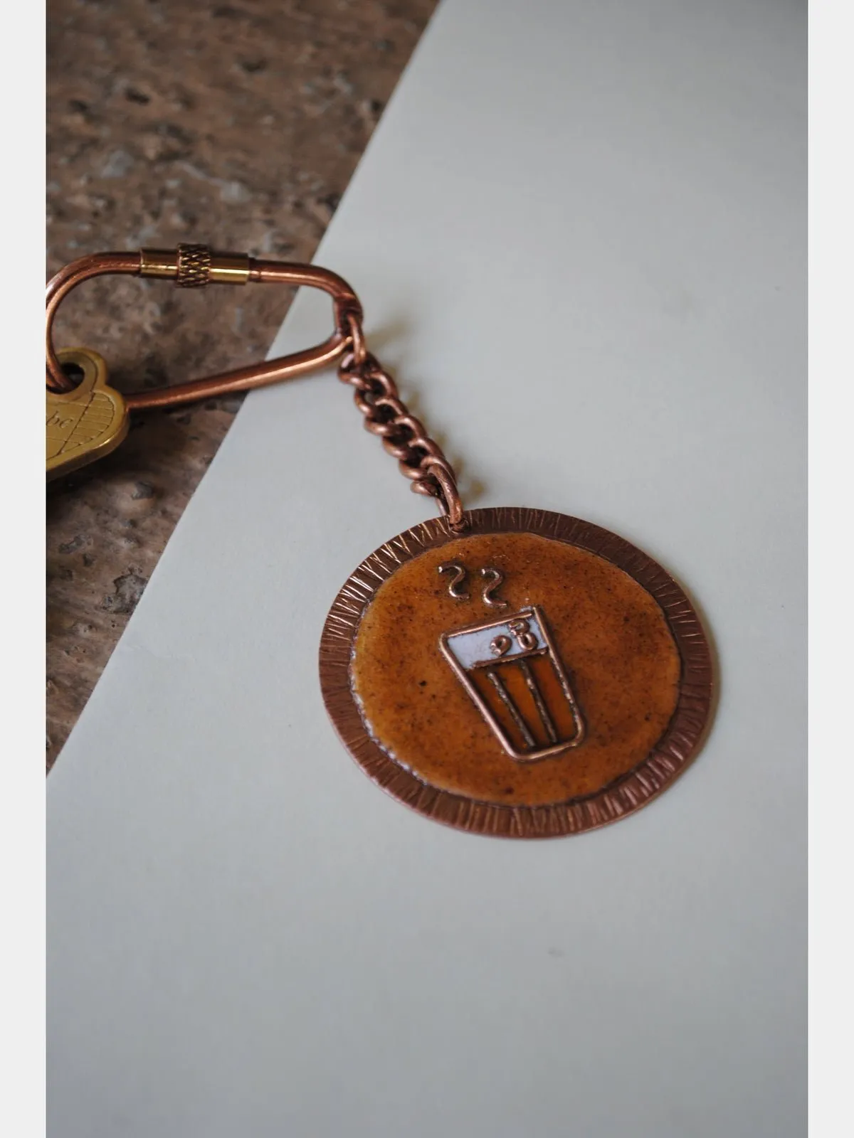 Handcrafted Copper Enamel Keychains (Set of 3) - Lemonade/Flower/Tea