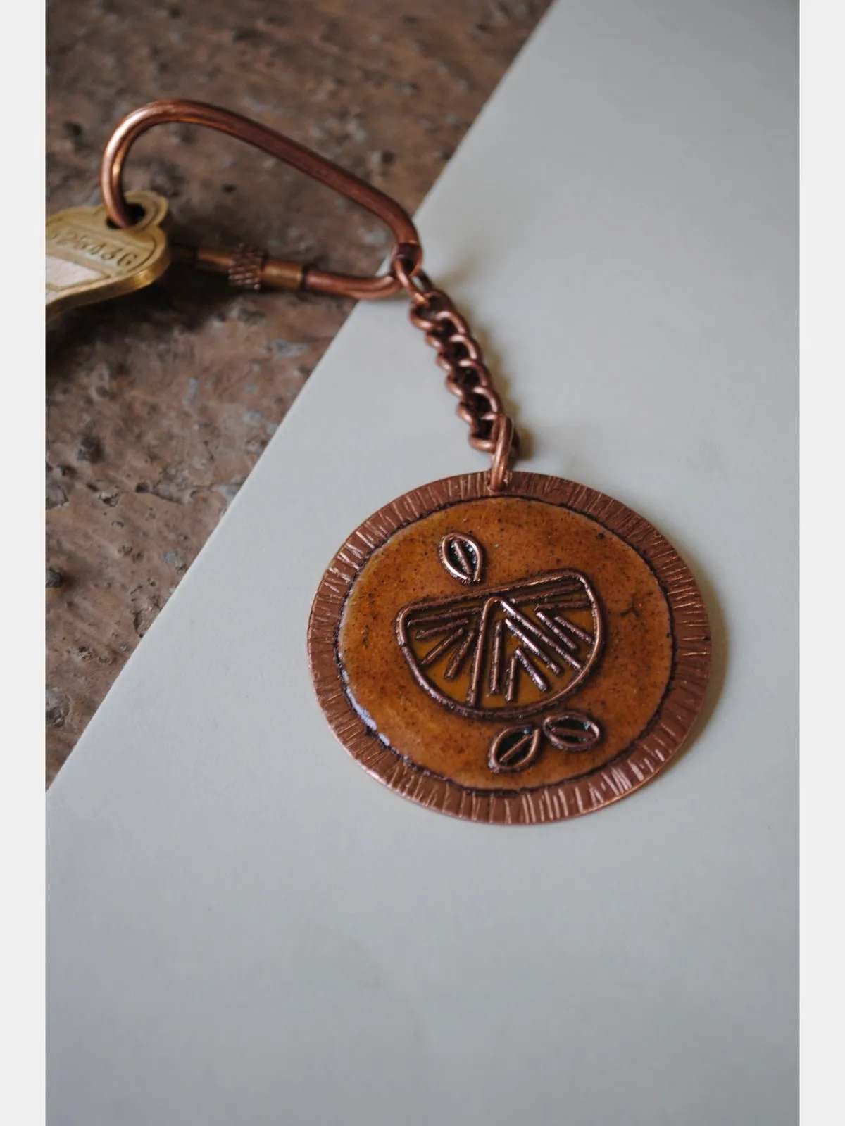 Handcrafted Copper Enamel Keychains (Set of 3) - Lemonade/Flower/Tea