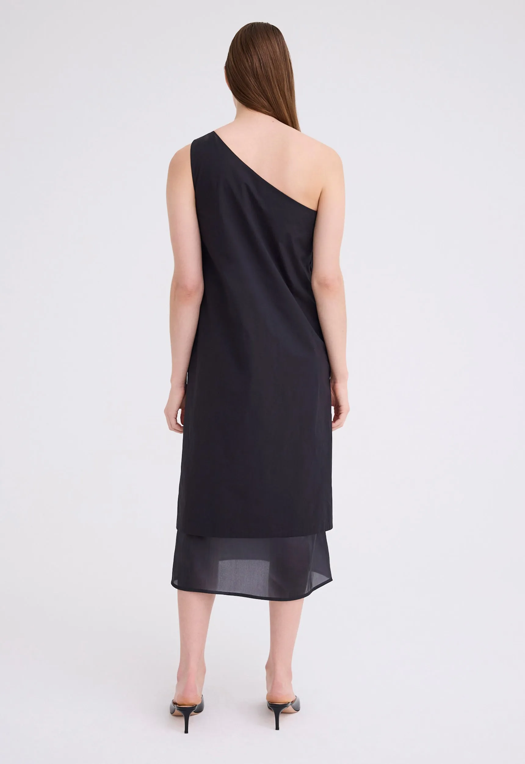 Incline One Shoulder Dress - Black