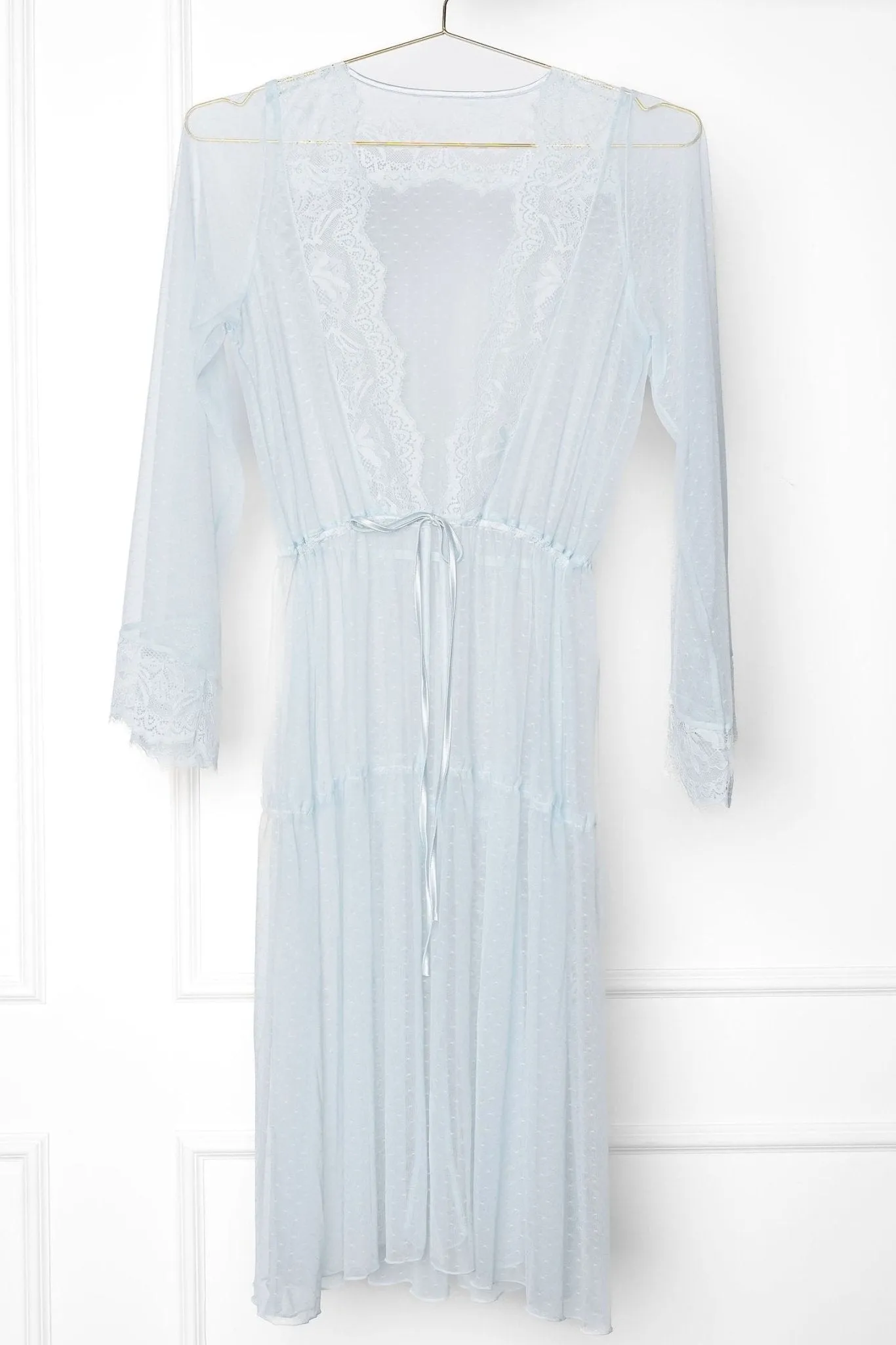 Lacy Dot Mesh Midi Robe - Something Blue