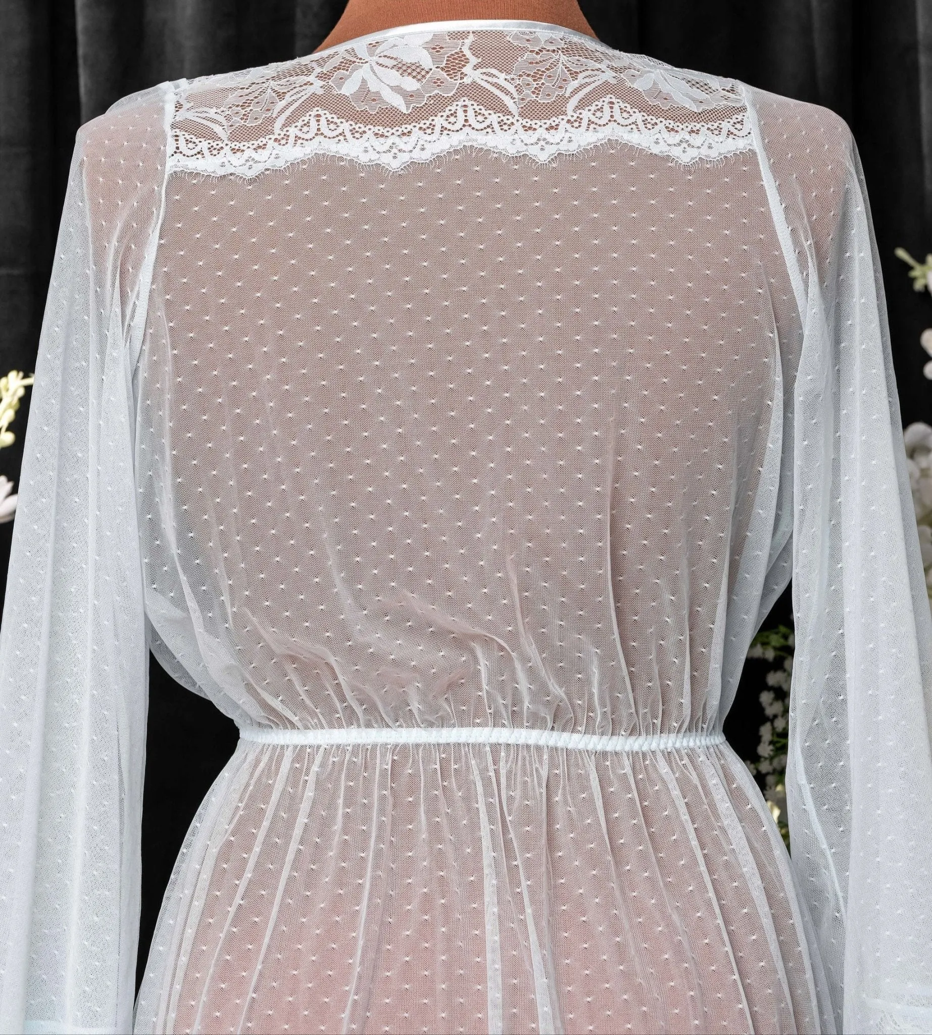 Lacy Dot Mesh Midi Robe - Something Blue