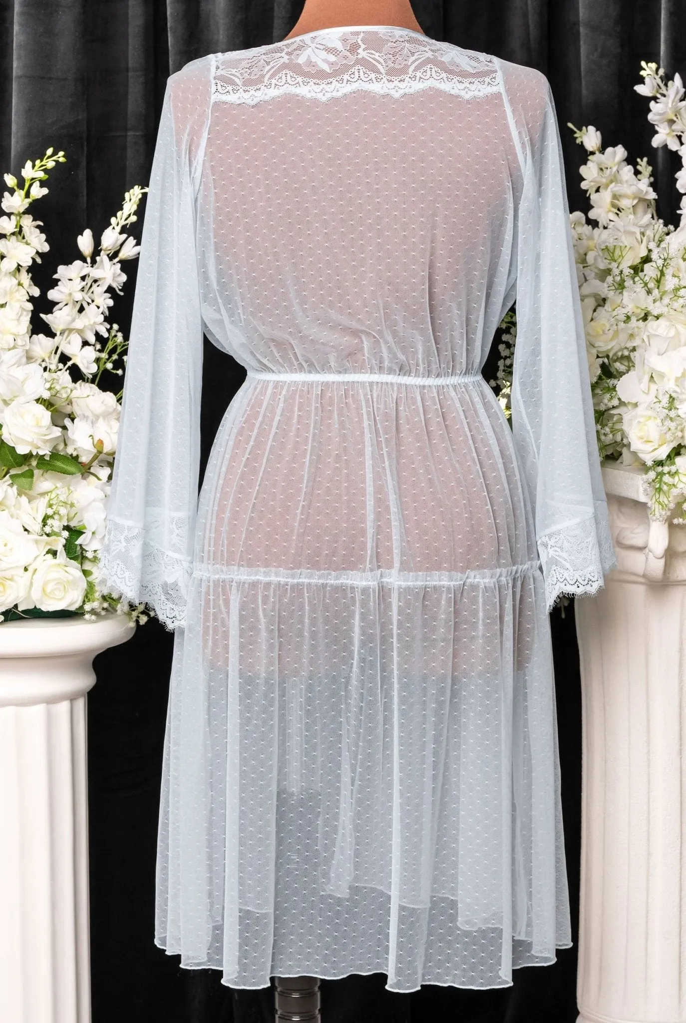Lacy Dot Mesh Midi Robe - Something Blue