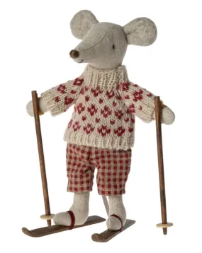 Maileg Winter Mouse with Skis - Mum