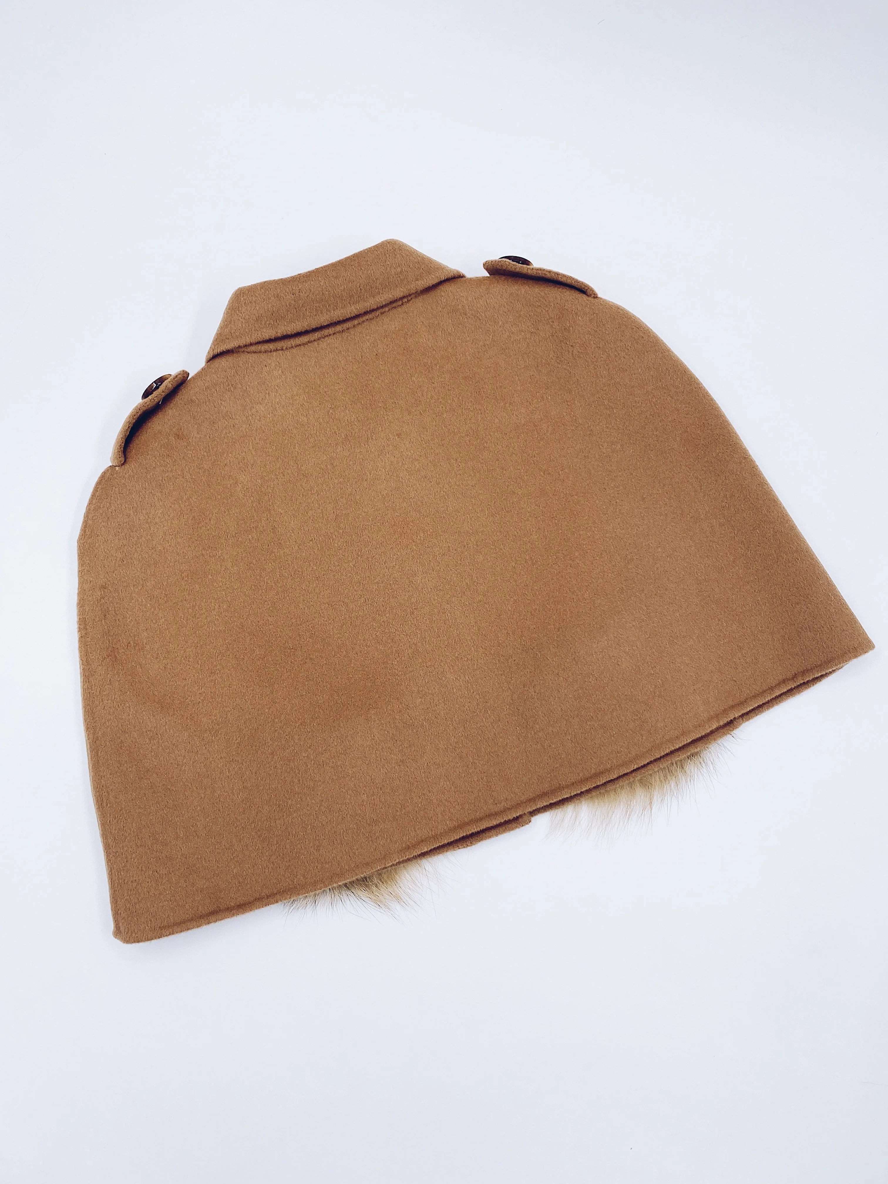 MI LOVES SIGNATURE Cashmere kids cape with Luxurious Natural Fox fur pockets.