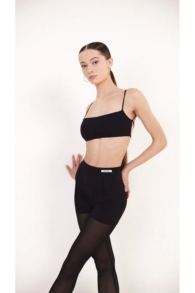 ONDANCE Olivia Black Mini Top for Women and Girls with Thin Tie Back Pra 1292