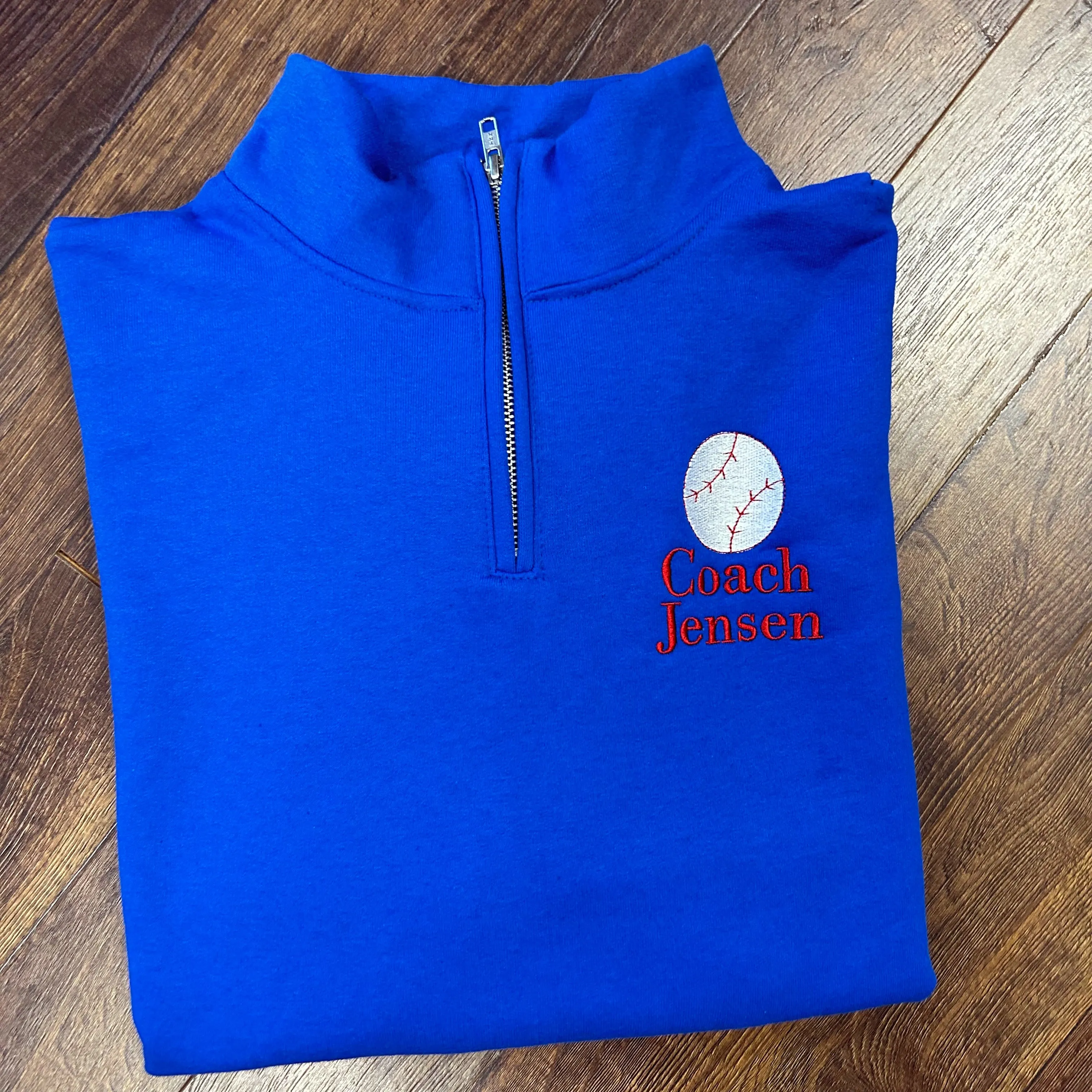Personalized Baseball Coach Quarter Zip Pullover Sweatshirt