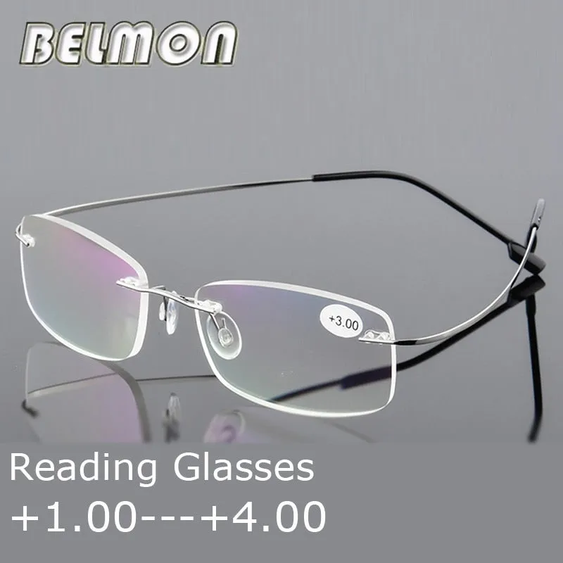 Reading Glasses Men Women Rimless Ultra-Light
