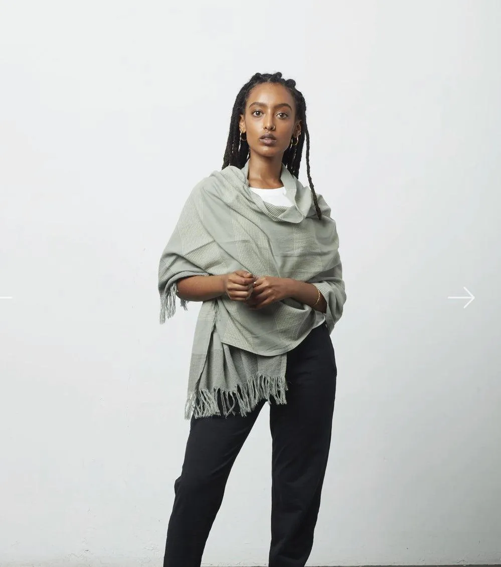 Sage Green Cotton Scarf/ Shawl - Help Break the Cycle of Poverty!