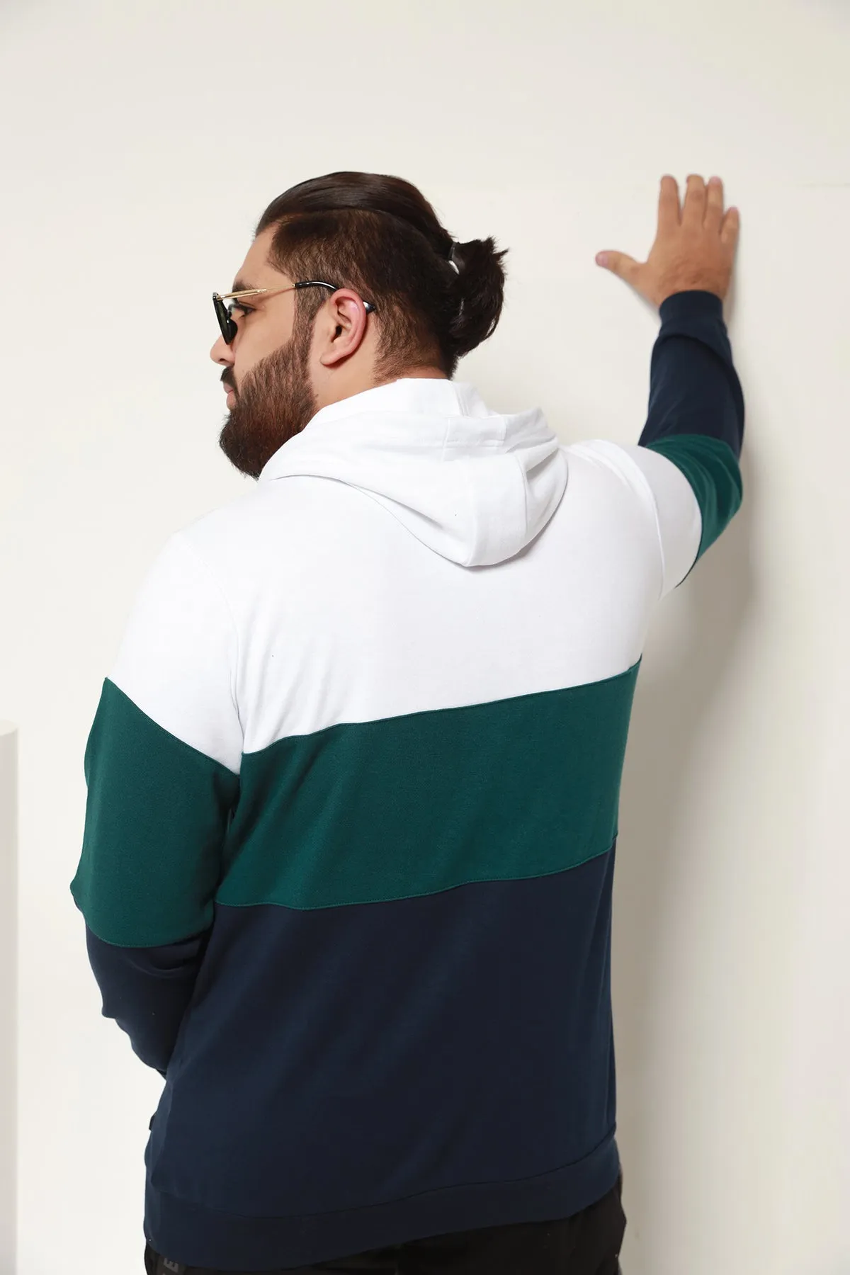 Sclothers Embroidered Tri Color Hoodie (Plus Size) - W22 - UH0014P