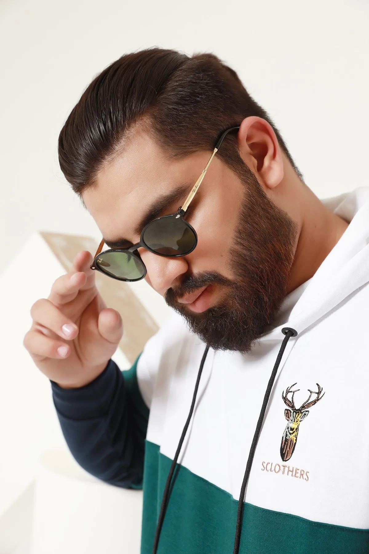 Sclothers Embroidered Tri Color Hoodie (Plus Size) - W22 - UH0014P