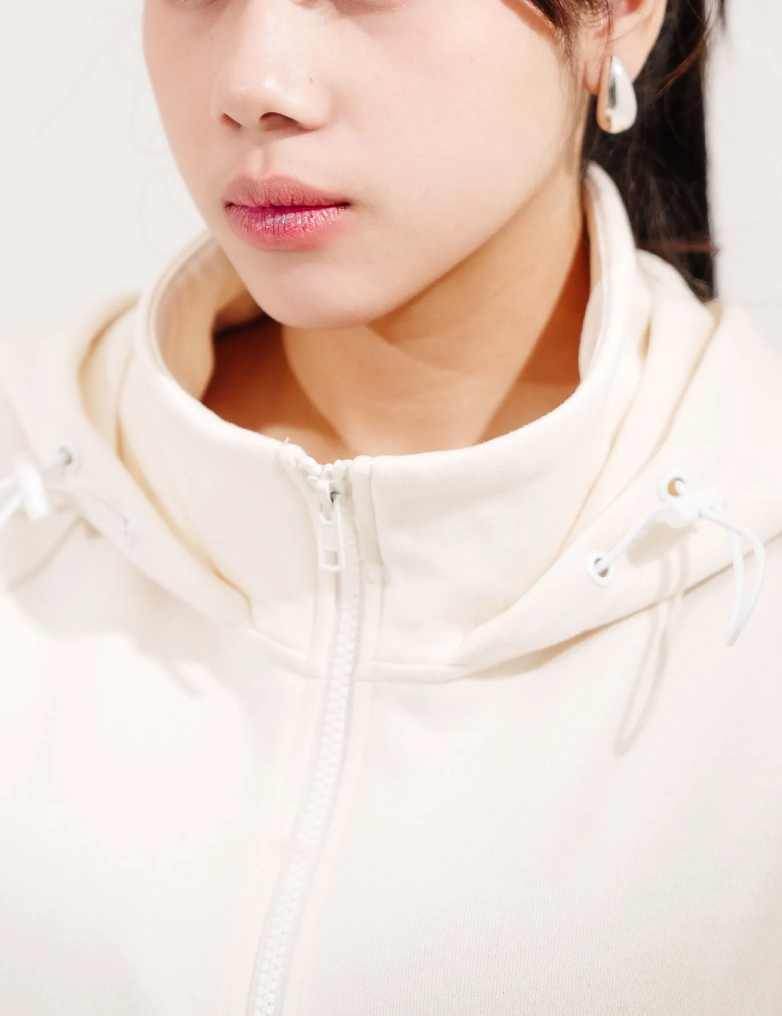 SKOOP® Basiks Oversized Zip Up Hoodie Bone White