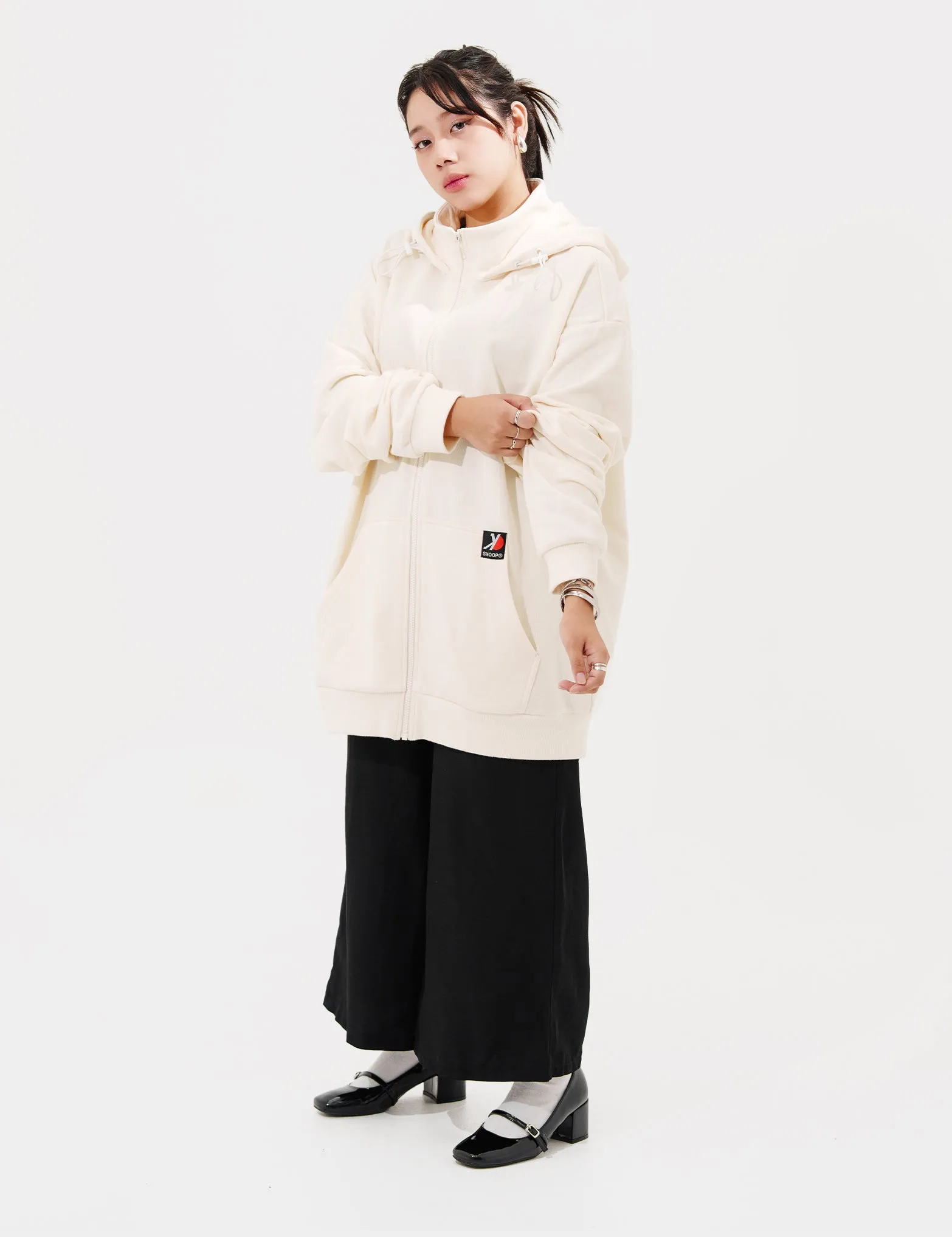 SKOOP® Basiks Oversized Zip Up Hoodie Bone White