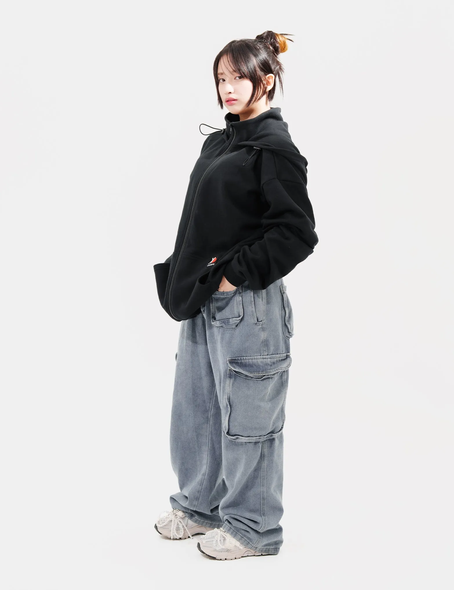 SKOOP® Basiks Oversized Zip Up Hoodie Onyx