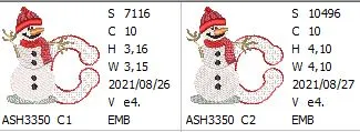Snowflakes and Snowmen Monogram Letter C