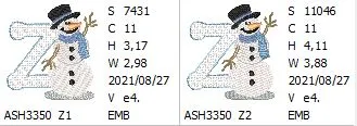 Snowflakes and Snowmen Monogram Letter Z