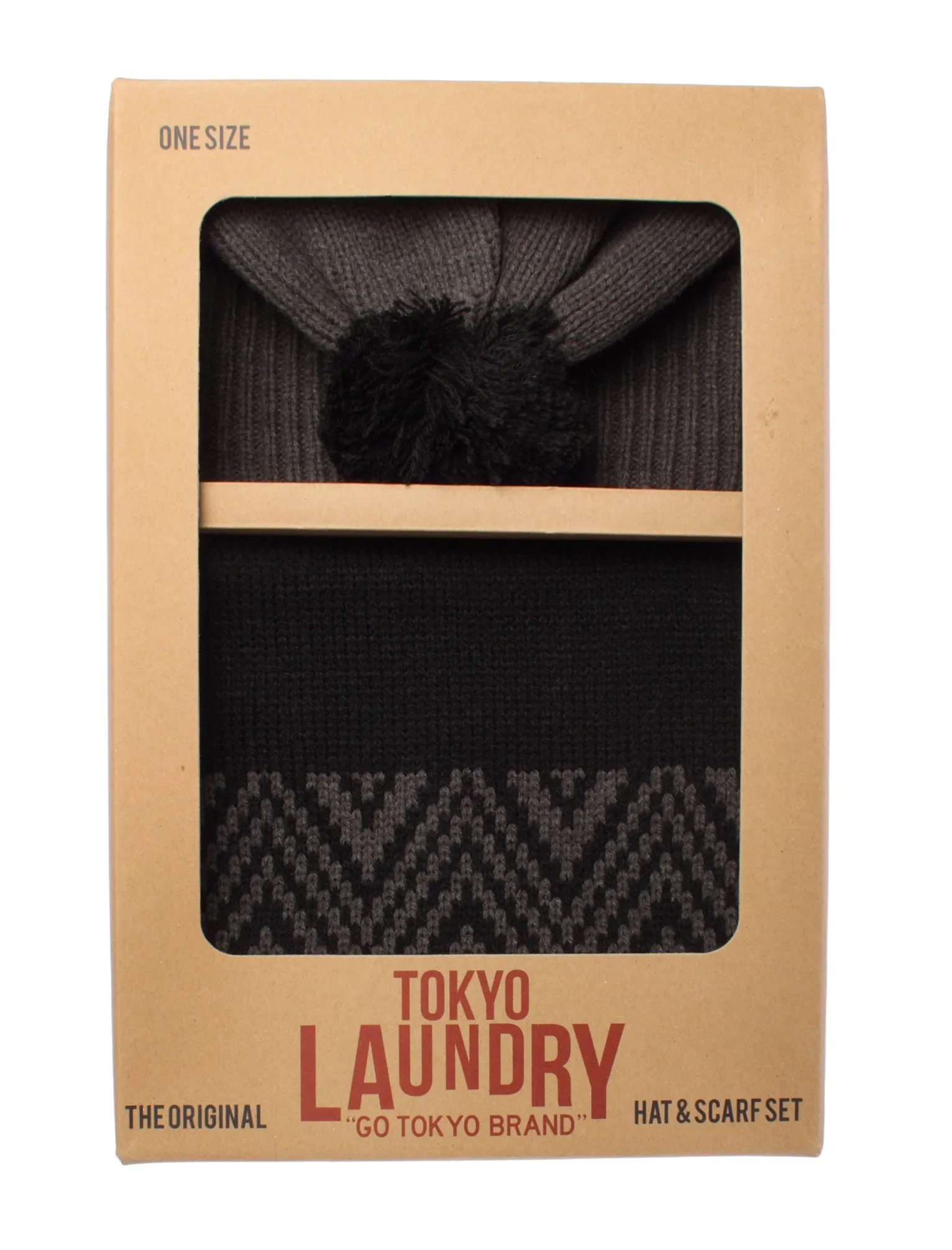 Unisex Tokyo Laundry Doves Hat and Scarf Set in Dark Grey Marl