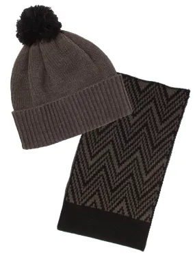 Unisex Tokyo Laundry Doves Hat and Scarf Set in Dark Grey Marl