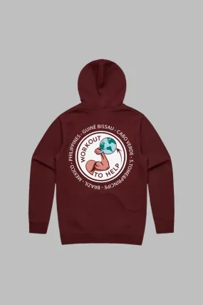Workout To Help Pullover Hoodie - Burgundy