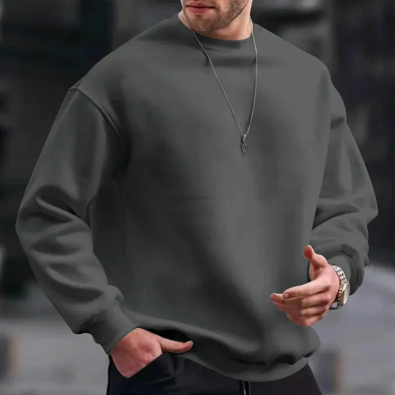 xiangtuibao Hip Hop Sweatshirts Men Oversize Loose Solid Color Long Sleeve Hoodie Mens Autumn Winter Casual O Neck Pullover Tops Streetwear